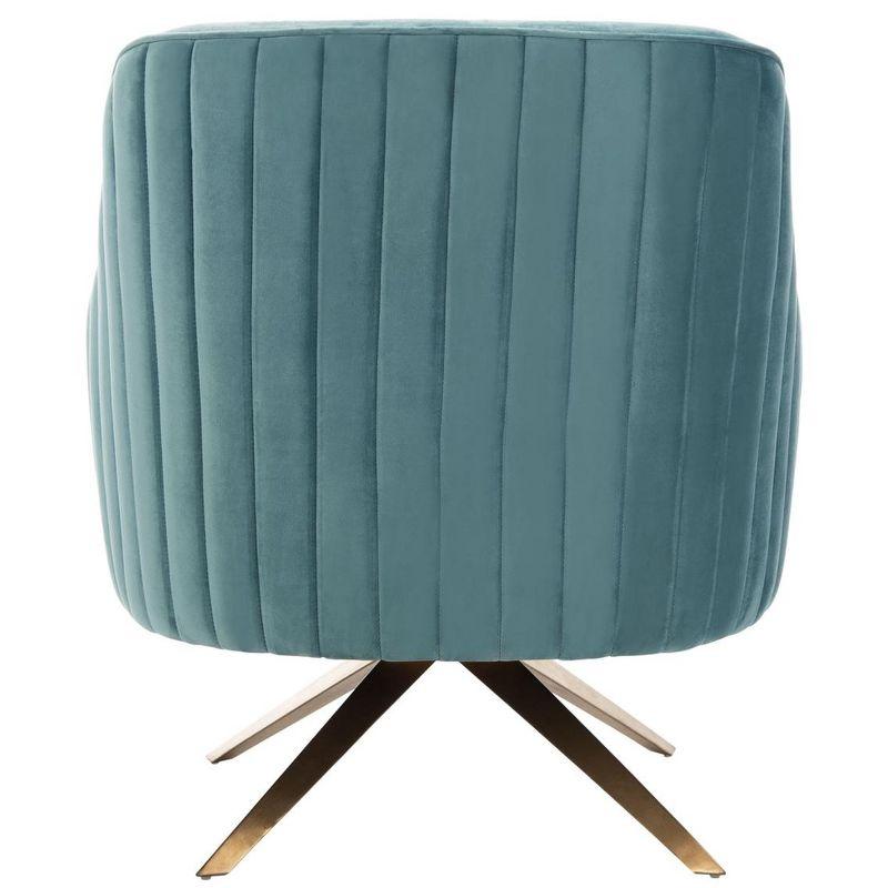 Seafoam Velvet Swivel Arm Chair with Metal Base