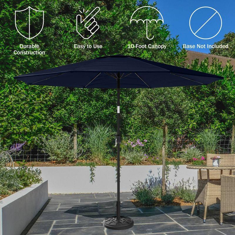 Pure Garden 10' Octagon Outdoor Patio Market Umbrella with Lights: UV Protection, Solar LED, Crank Handle, Push-Button Tilt