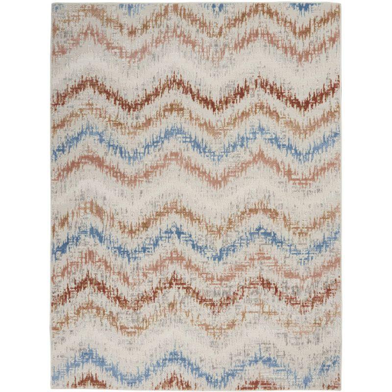 Ivory Multicolor 4' x 6' Abstract Synthetic Area Rug