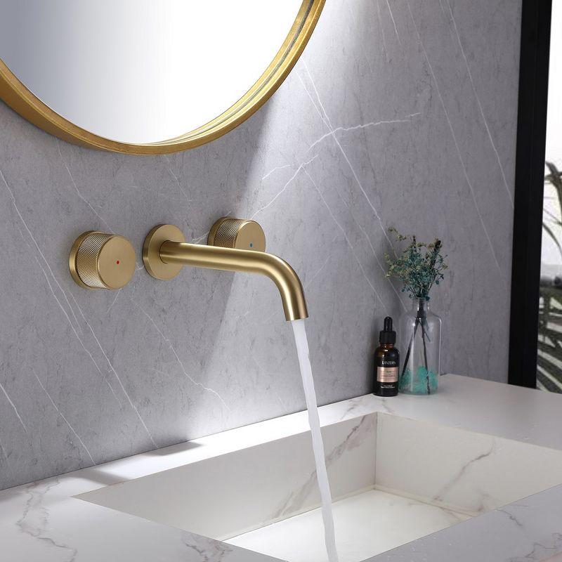 BWE Two-Handle Wall Mounted Bathroom Faucet in Brushed Gold