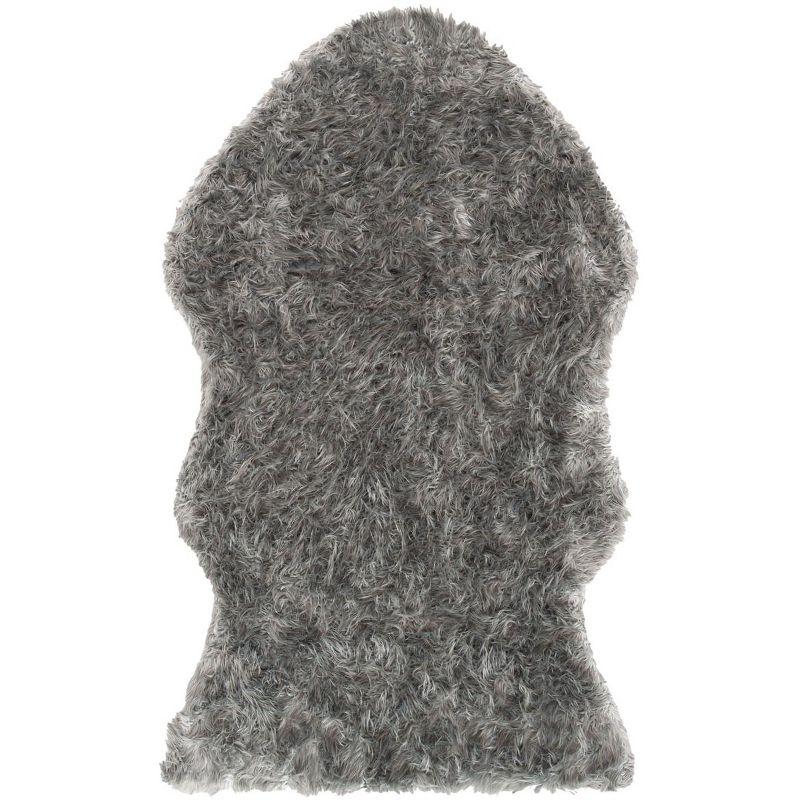 Faux Sheep Skin FSS118 Power Loomed Area Rug - Dark Grey - 3'x5' - Safavieh.