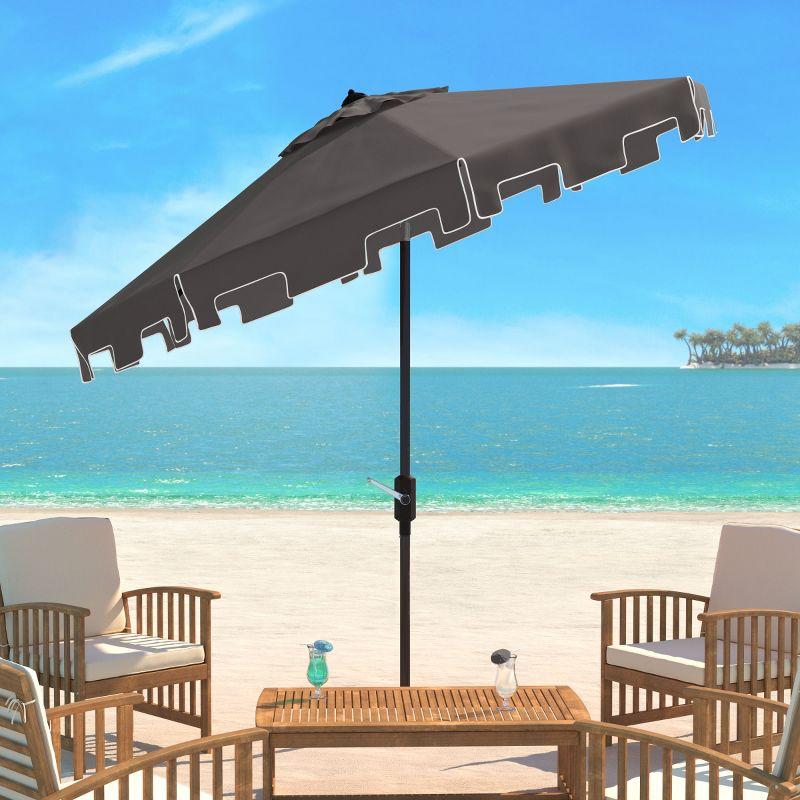 Zimmerman 9 Ft Gray Polyester Market Umbrella with White Trim