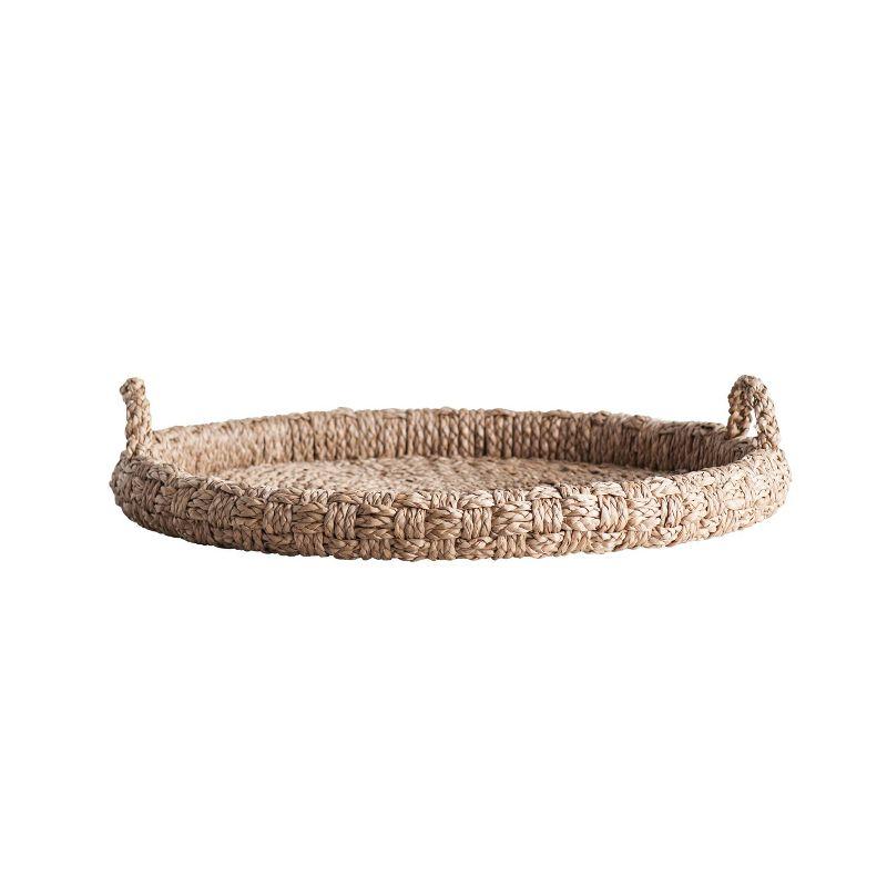 Natural Braided Bankuan Round Tray with Handles