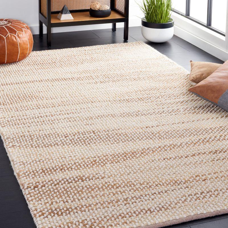 Artisan Woven Natural Beige Wool 8' x 10' Rectangular Rug