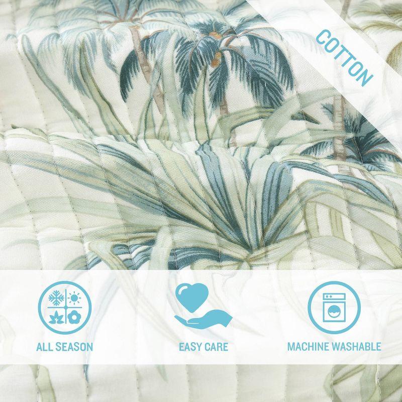 Tommy Bahama Serenity Palms Aqua Cotton Reversible Quilt