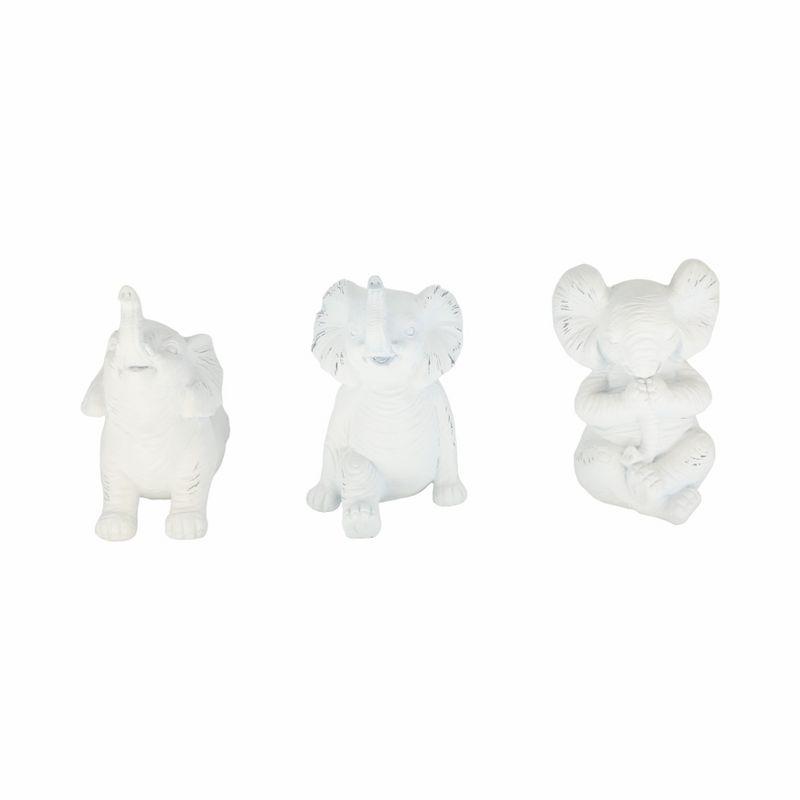 Sagebrook Home Set of 3 Yoga Elephant Figurines - Classic White Polyresin Sculpture of Yoga Posed Eleplants - Home, Office, Yoga Studio Decor -