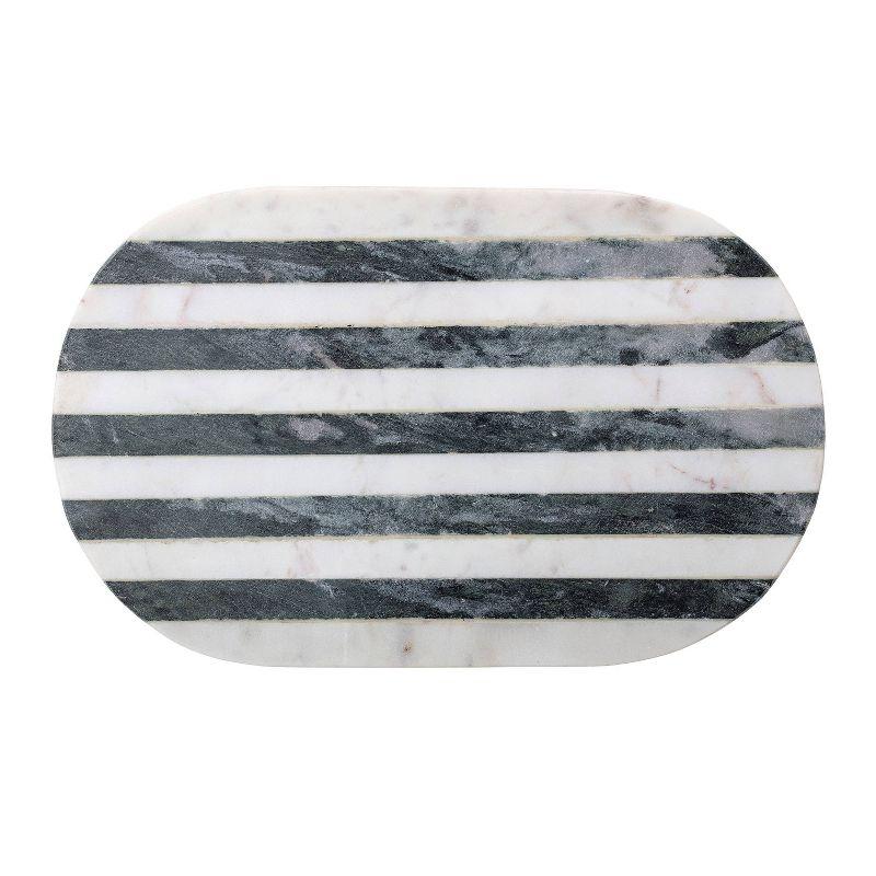 15" x 9" Black and White Striped Marble Cutting Board