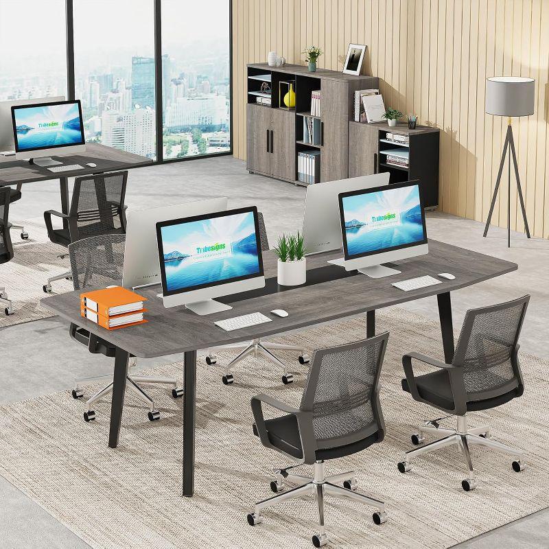 Tribesigns 6FT Conference Table, 70.86 Inches Boat Shaped Meeting Table, Modern Seminar Table for Office Meeting Room, Grey