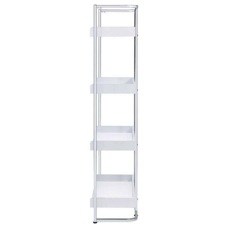 67.5" Ember 4 Shelf Bookcase White High Gloss - Coaster: Laminated, Modern Style, Includes Anti-Tip Hardware