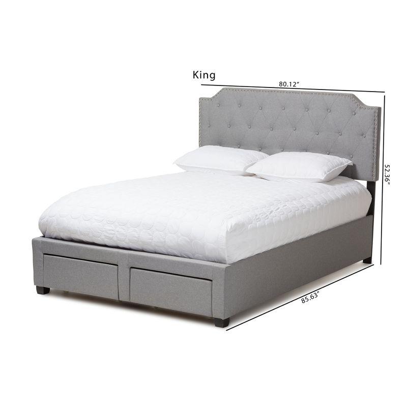 Queen Aubrianne Modern and Contemporary Fabric Upholstered Storage Bed Gray - Baxton Studio: Wood Composite Frame, Polyester Fill