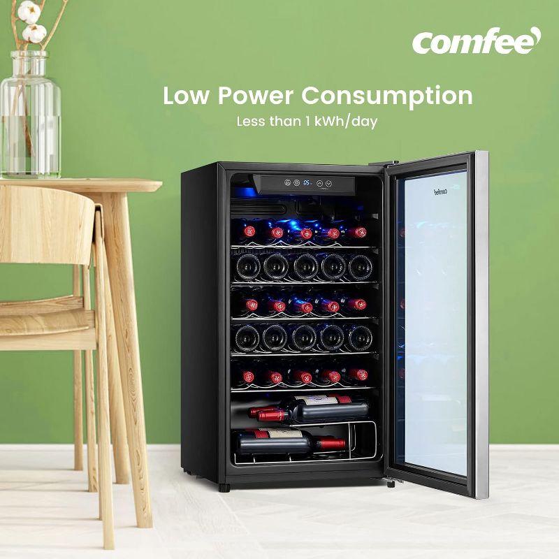 Comfee 18.9-in. 29-Bottle Freestanding Indoor Wine Cooler, Stainless Steel