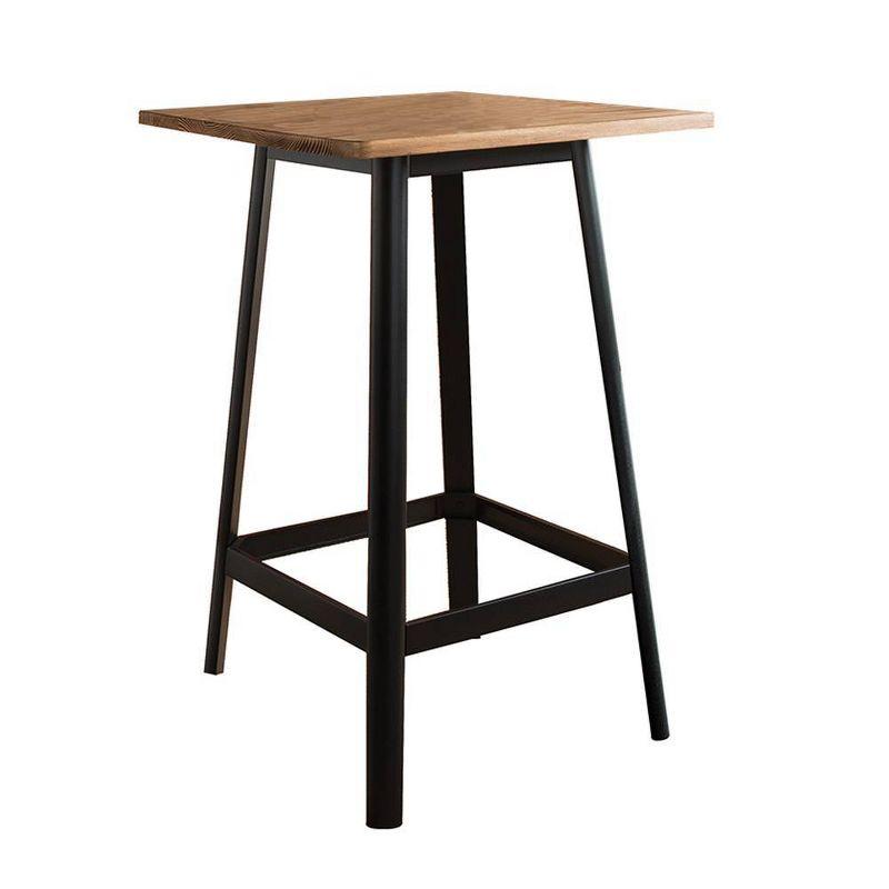 28" Jacotte Accent Table Natural and Black - Acme Furniture: Pine Wood, Tapered Legs, Metal Frame