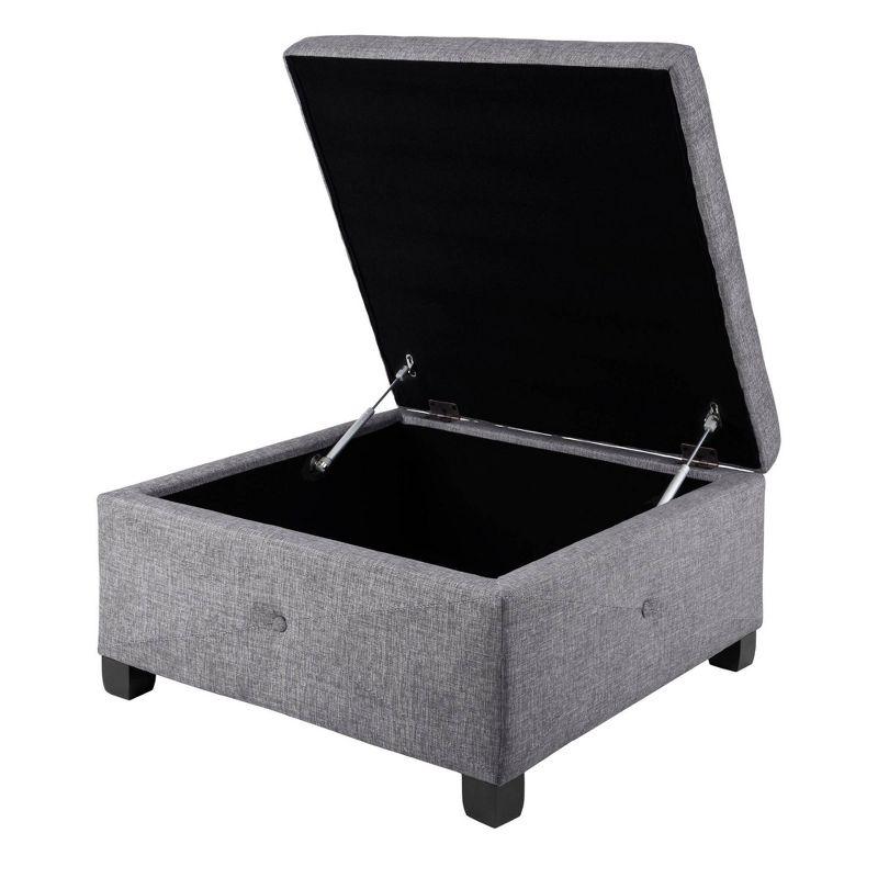 Della Button Tufted Square Storage Ottoman