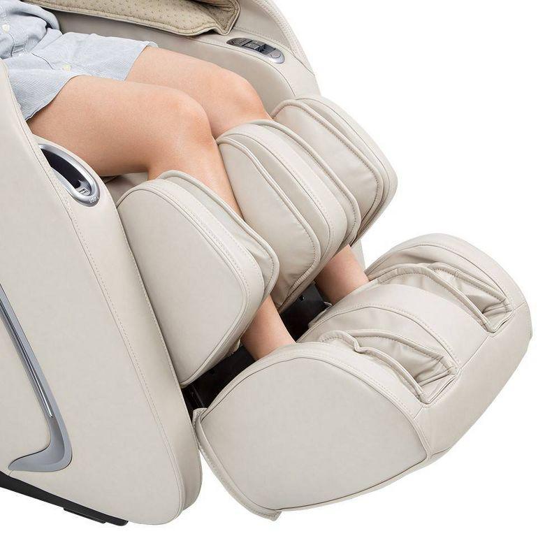 Titan Cosmo Massage Chair Taupe: Ergonomic SL-Track, Voice Activation, 12 Programs, Pneumatic Functions