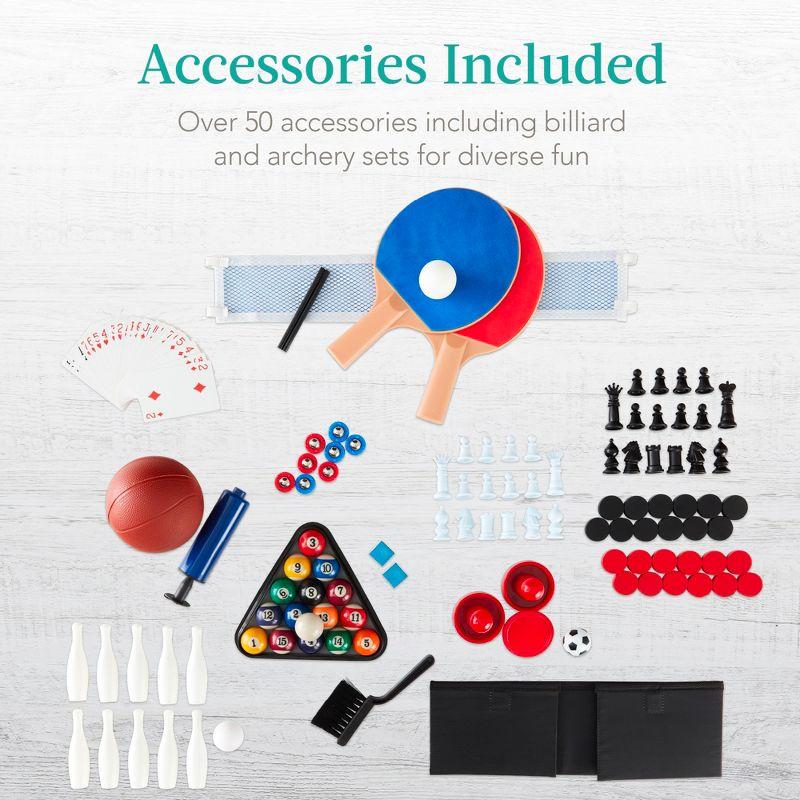 Best Choice Products 13-in-1 Combo Game Table Set w/ Ping Pong, Foosball, Basketball, Hockey, Archery - Natural