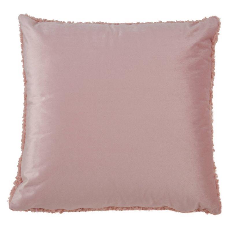 18" Faux Fur Pillow Poly Filled Pink - SARO Lifestyle