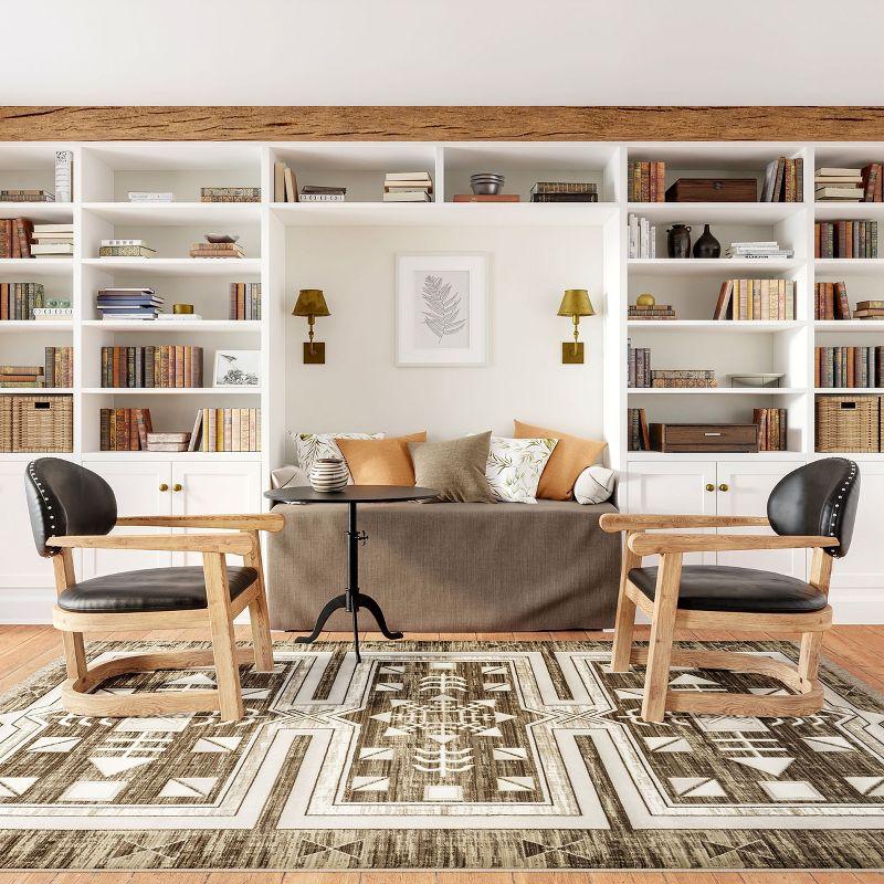 Lauren Liess x Rugs USA - Agave Geometric Fringed Indoor Area Rug, 6' 7" x 10' 2", Brown