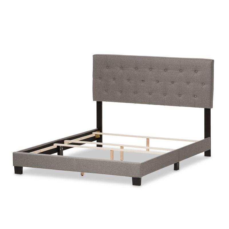 Light Gray Tufted Upholstered Full Bed with Wood Frame