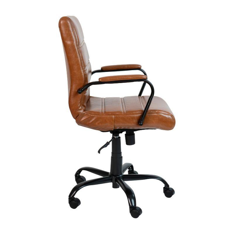 Milano Brown Faux Leather Mid-Back Office Chair with Black Frame