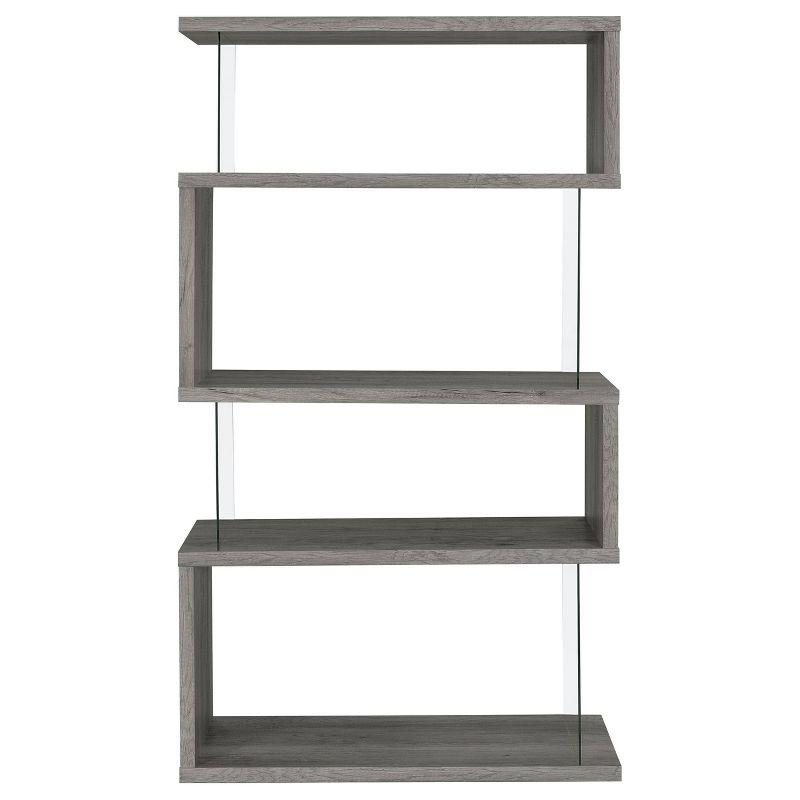 63" Emelle 4 Shelf Zig Zag Bookcase with Glass Panels - Coaster