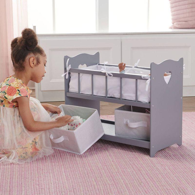 Badger Basket Doll Crib with Two Baskets and Free Personalization Kit - Executive Gray