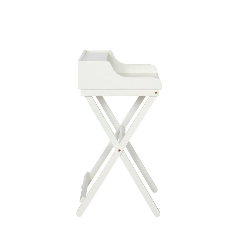 Coy Transitional Folding Small Space Secretary Desk White - Linon: Rubberwood Frame, Nickel Hardware, MDF Surface