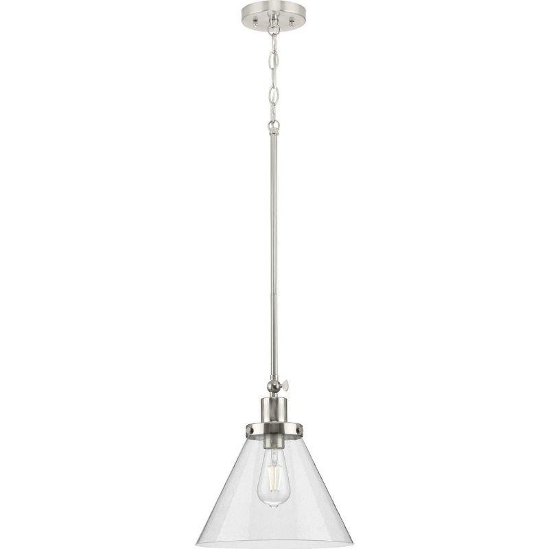 Progress Lighting Hinton 1-Light Industrial Pendant, Brushed Nickel, Seeded Glass Shade