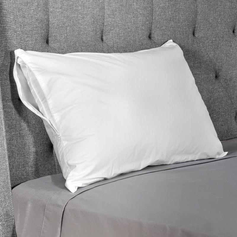 Sealy Jumbo Cotton Touch Pillow Protector: Zippered, Woven Fabric, Machine Washable, Tumble Dry, 65% Cotton 35% Polyester