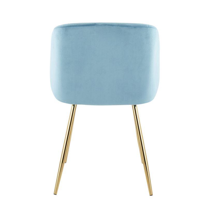 Elevated Elegance Gold Steel & Light Blue Velvet Dining Chair Pair
