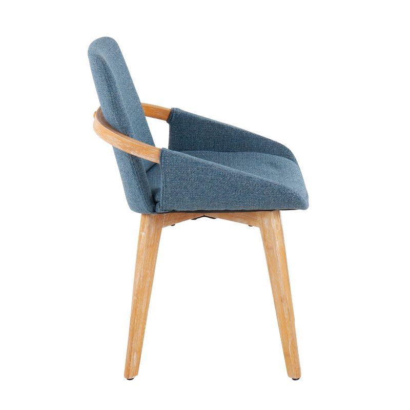 Cosmo Blue Fabric and Natural Wood Mid-Century Arm Chair