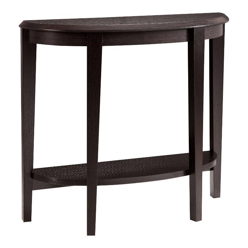 24/7 Shop At Home 36" Heartrhythm Transitional Half Moon Console Table with Shelf Espresso: Entryway Storage, MDF & Veneer