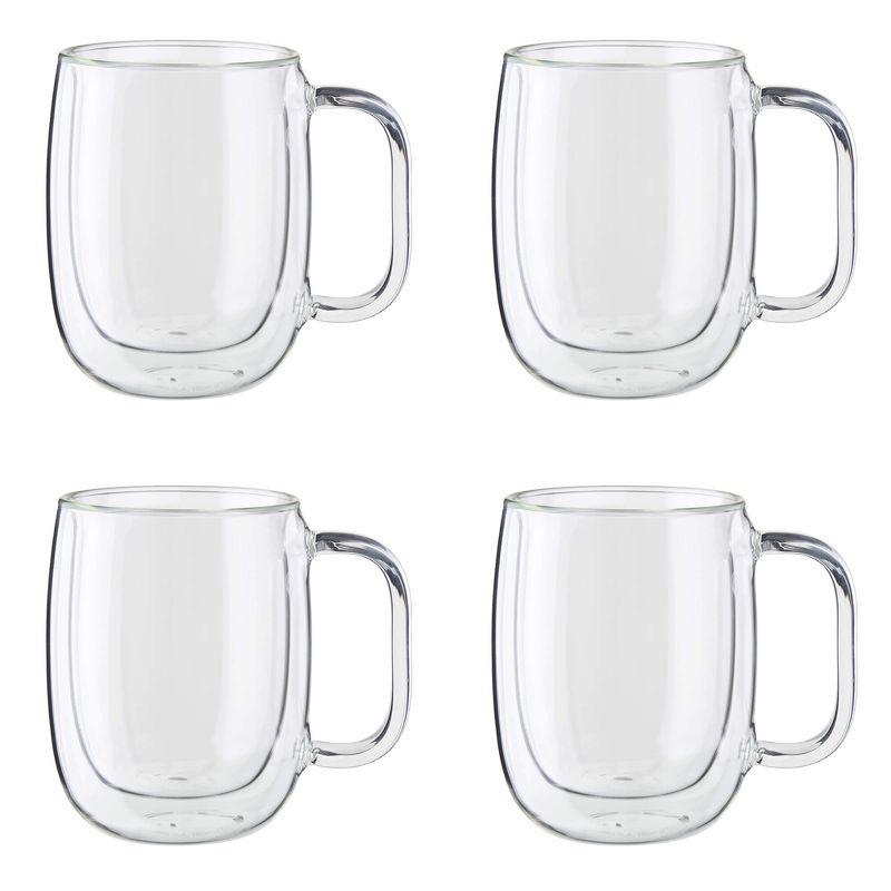 ZWILLING Sorrento Plus 4-pc Double Wall Glass Coffee Mugs, Insulated Coffee Mug, Clear