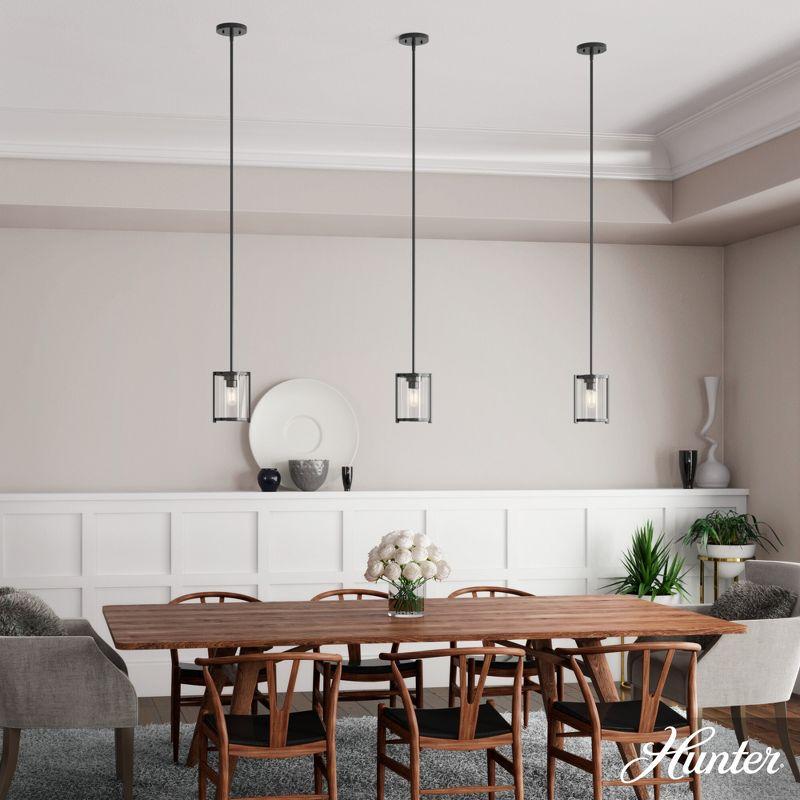 Astwood Clear Glass Mini Pendant Ceiling Light Fixture Matte Black - Hunter Fan: UL Listed, Adjustable Height