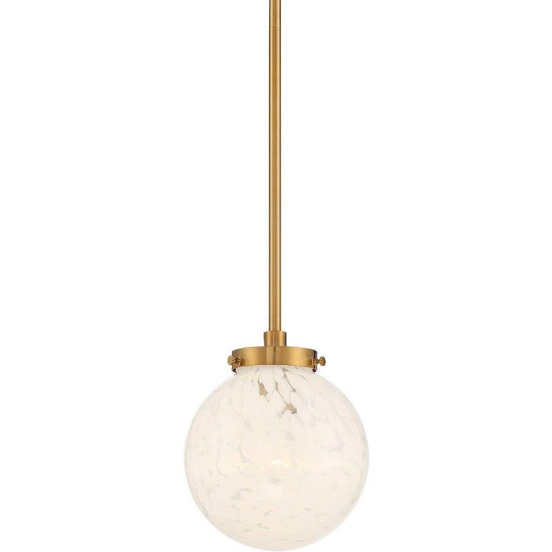 Possini Euro Design Candide Warm Brass Mini Pendant Lighting 7" Wide Mid Century Modern Art Glass Globe Shade for Dining Room House Kitchen Island