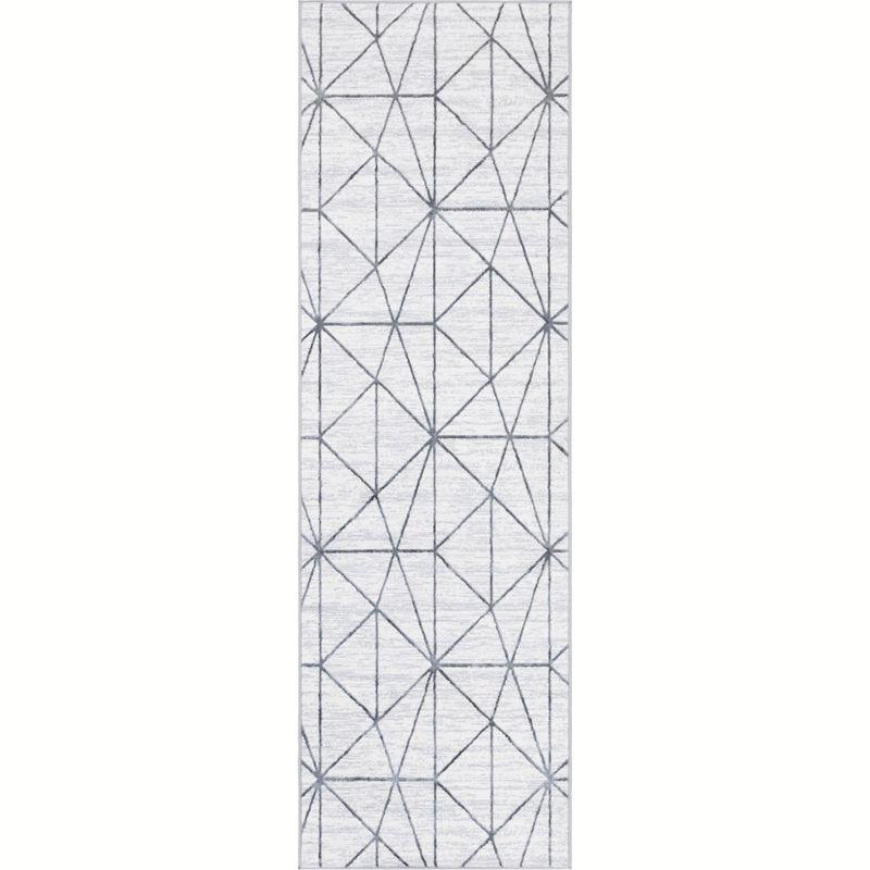 Unique Loom 3' 0 x 10' 0 Runner White Matrix Trellis Geometric Area Rug
