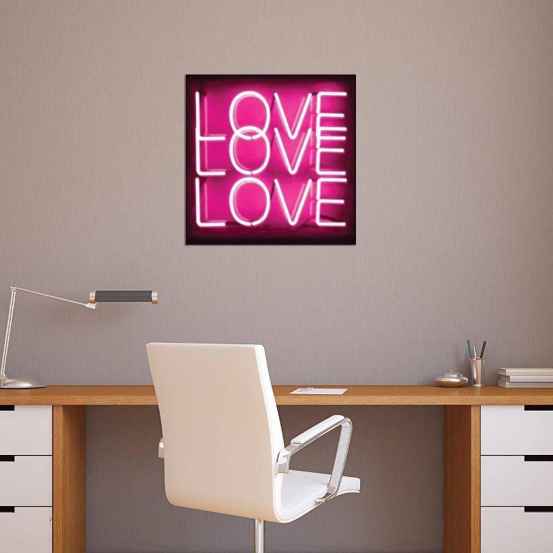 Neon Love Love Love Pink on Black by Hailey Carr Unframed Wall Canvas - iCanvas