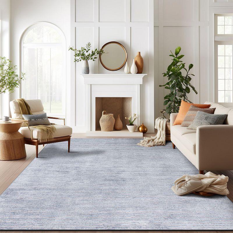 World Rug Gallery Contemporary Distressed Stripe Machine Washable 3'3"x5' Gray Area Rug