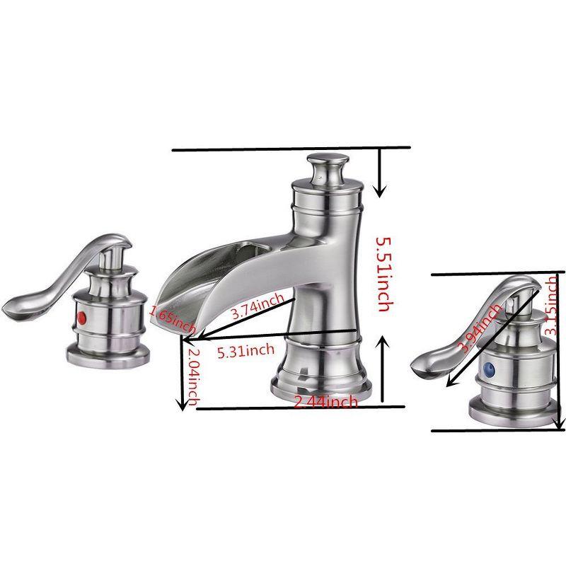 BWE 8 in. Widespread Double Handle Waterfall Bath Faucet With Pop-up Drain Assembly in Spot Resist