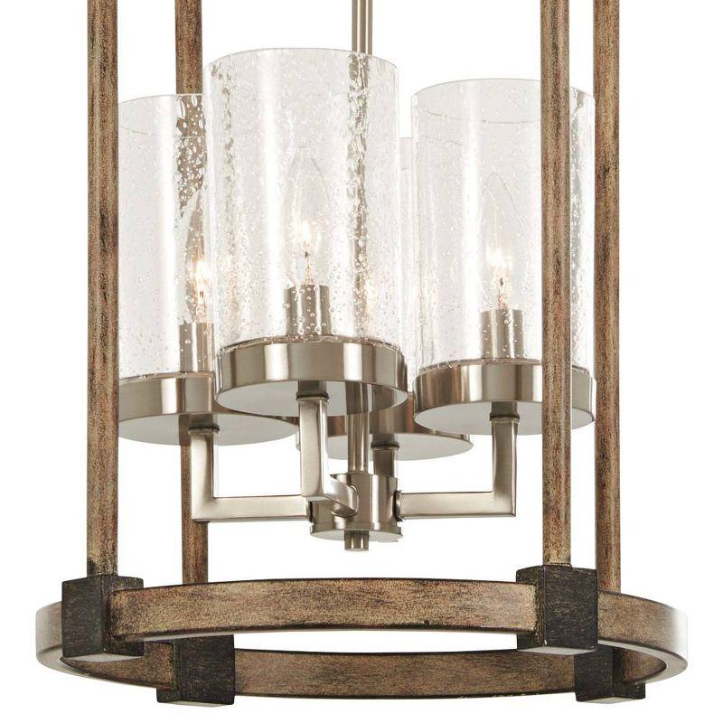 Minka Lavery Nickel Stone Pendant Chandelier 14 1/2" Wide Farmhouse Seeded Glass Shade 4-Light Fixture for Dining Room House Home