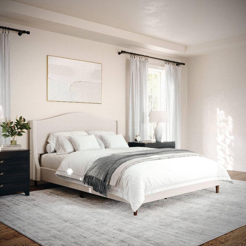 Martha Stewart Amelia Upholstered Platform Bed With Curved Headboard