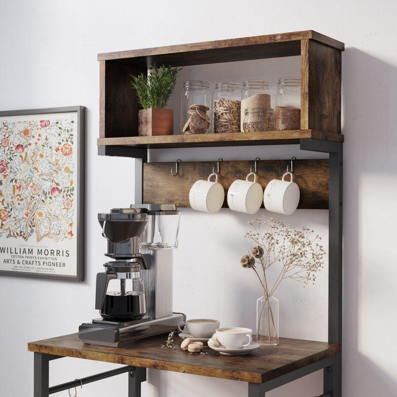 Bestier 5 Tier Microwave Stand, Coffee Bar Table with Storage for Small Space Kitchen 24in brown