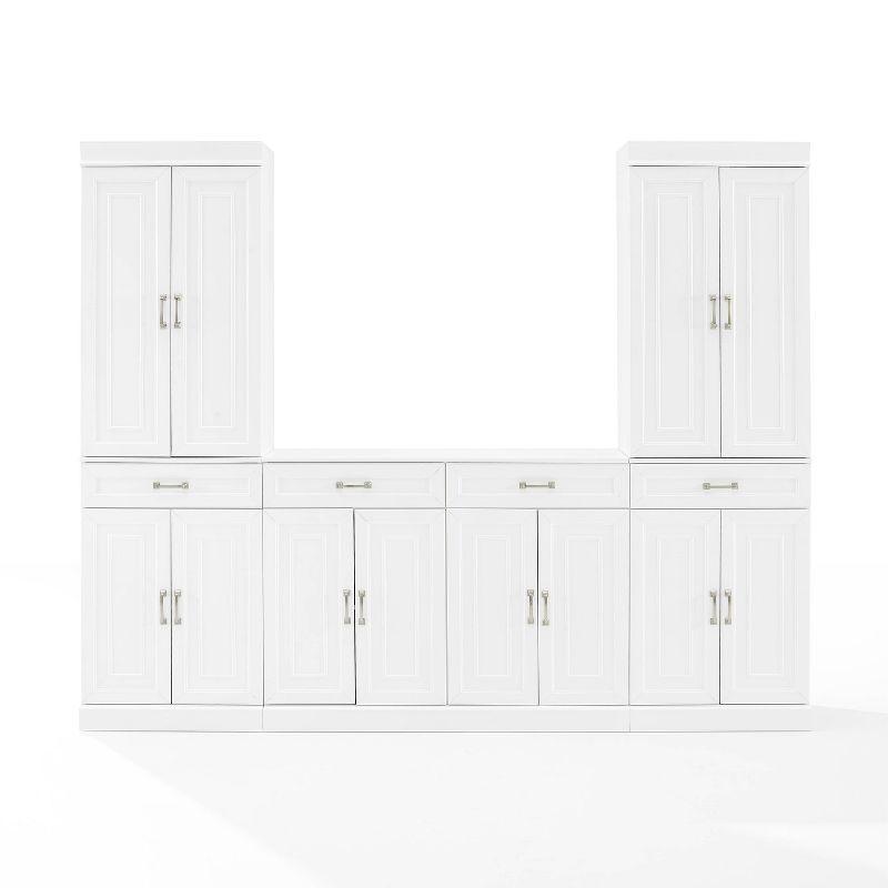 3pc Stanton Sideboard and Pantry Set White - Crosley: Home Office Storage, Traditional Farmhouse Design