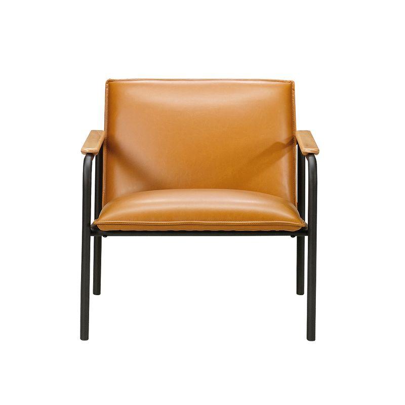 Boulevard Camel Faux Leather Lounge Chair with Metal Frame