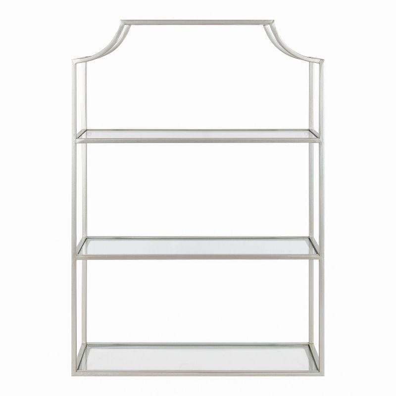 Silver Scalloped 4-Tier Glass Wall Shelf