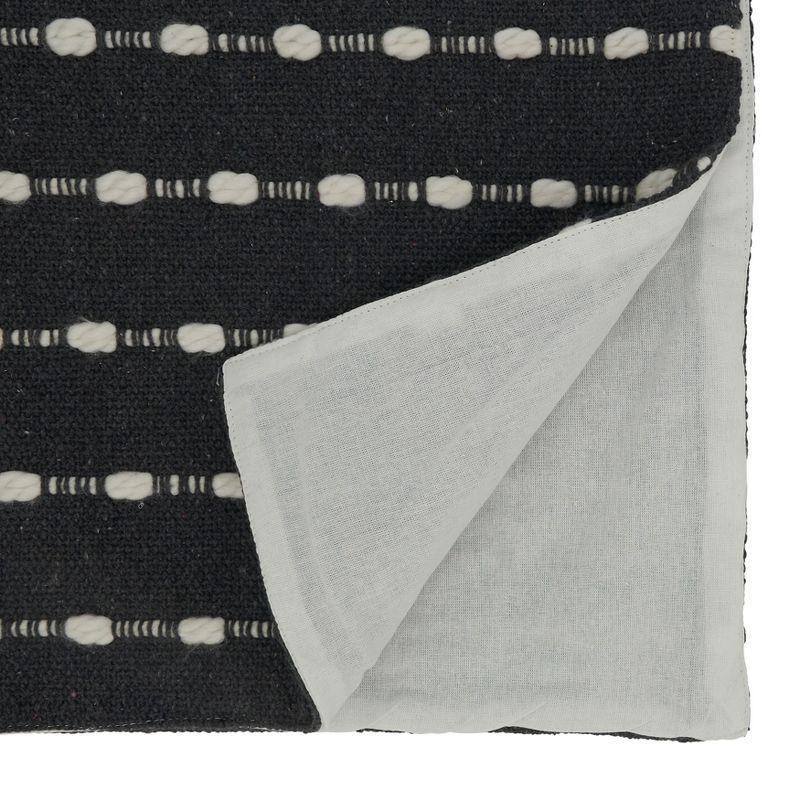 Black and White Cotton Chunky Striped Table Runner