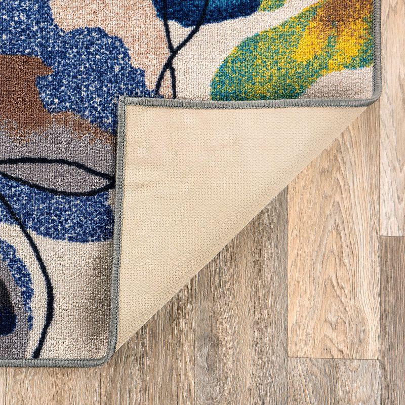World Rug Gallery Modern Bright Flowers Non-Slip Area Rug - Cream 2'7"x4':  Low Pile,  Floral,  Stain-Resistant,  Indoor Use
