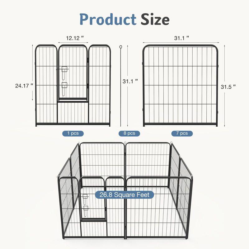 8-Panel Black Heavy Duty Metal Dog Exercise Pen