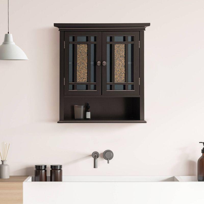 Dark Espresso Glass Mosaic Two-Door Wall Cabinet