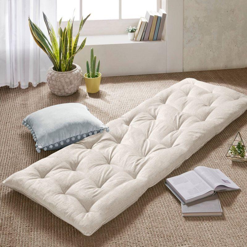 Ivory Chenille Tufted Lounge Floor Pillow Cushion