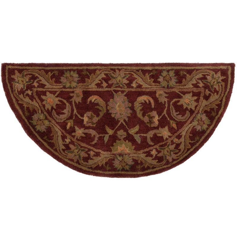 Elegant Wine & Gold Hand-Tufted Wool Hearth Rug, 2' x 4'